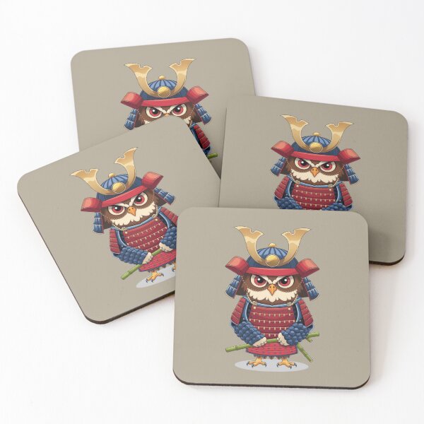 Item preview, A cartoonish owl dressed in traditional Japanese samurai armor designed and sold by 123ks.