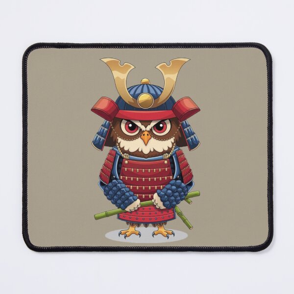 Item preview, A cartoonish owl dressed in traditional Japanese samurai armor designed and sold by 123ks.