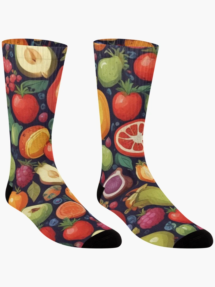 Thumbnail 3 of 5, Socks, Fruits pattern designed and sold by S-R-TDesign.