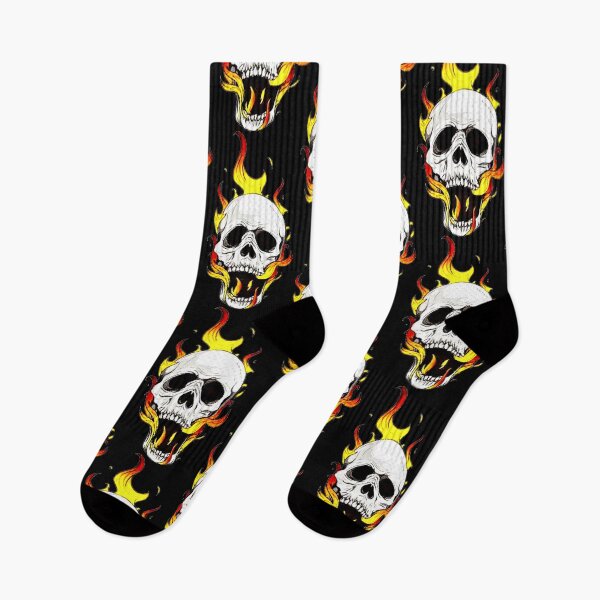Artikelvorschau, Flammenschädel - Edgy Skull & Bones Kunstdruck entworfen und verkauft von Earth Nature Creations.