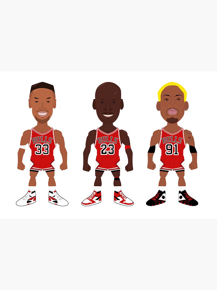 Chicago Basketball Champions Jordan Pippen Rodman red version Art Board  Print