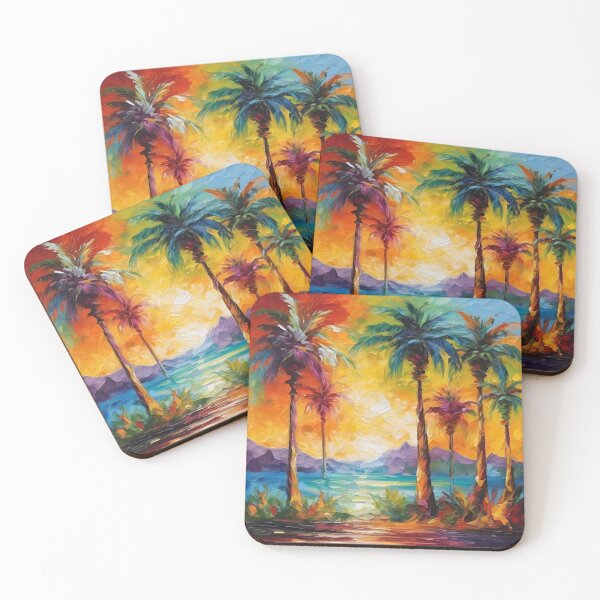 Item preview, Oil Painting Style Colorful Hawaiian Palm Trees Tropical designed and sold by SeaStarAlex.