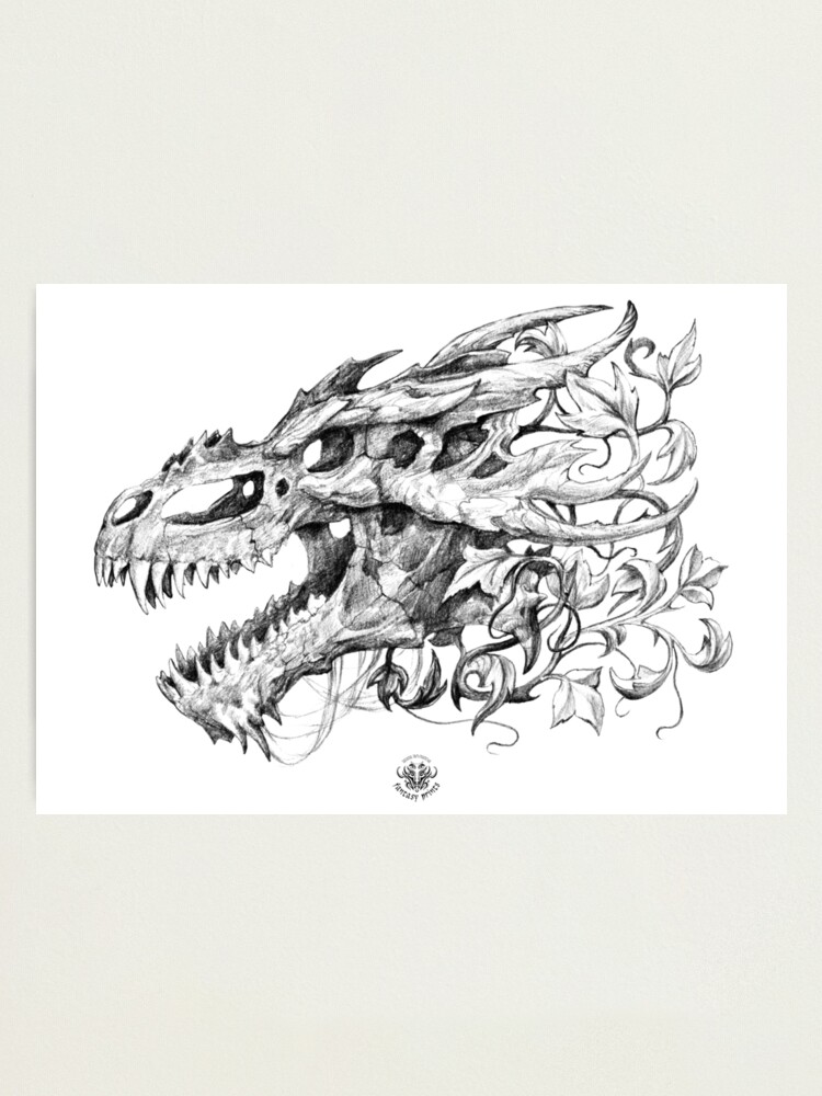 Dragon Skull With Ornament Photographic Print By Tanyartwork Redbubble