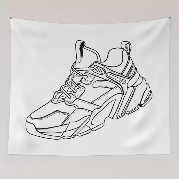 Item preview, Black outline of a modern sneaker designed and sold by Sneakerlike.