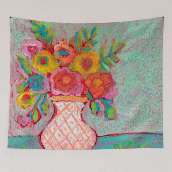 Item preview, Vibrant Floral Bouquet in Pastel Vase – Colorful Abstract Art Blossoms of Joy Sketchbook Tour Brenda Knoll designed and sold by Brenda  Knoll.