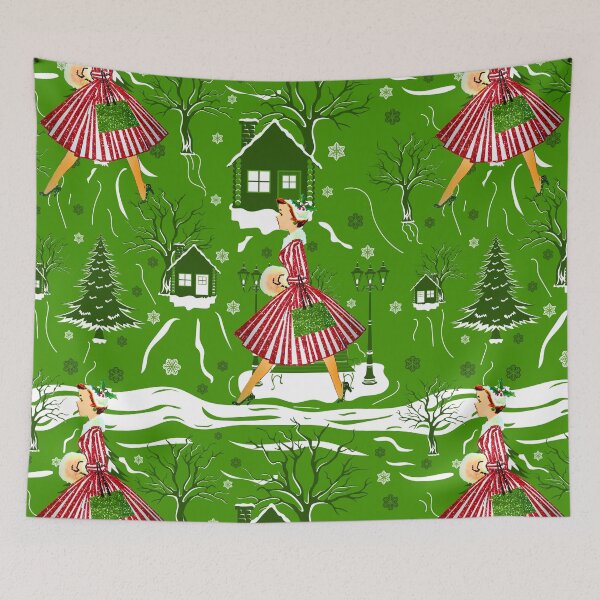 Item preview, vintage christmas lady snowflakes 1950s  designed and sold by Gossip Rag.