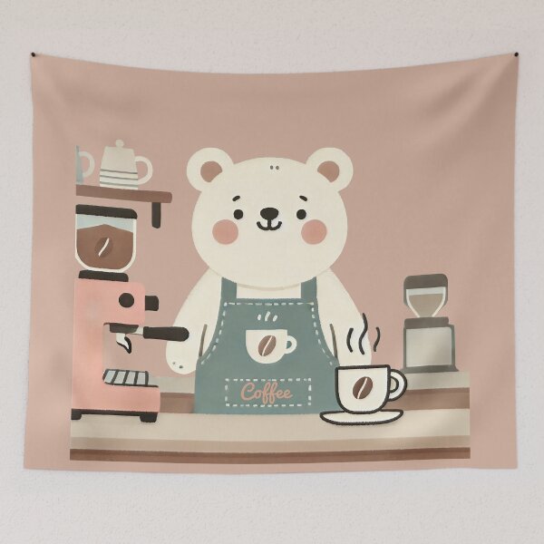 Item preview, Barista Bear Illustration - Adorable Coffee Themed Artwork designed and sold by ChrisButler.
