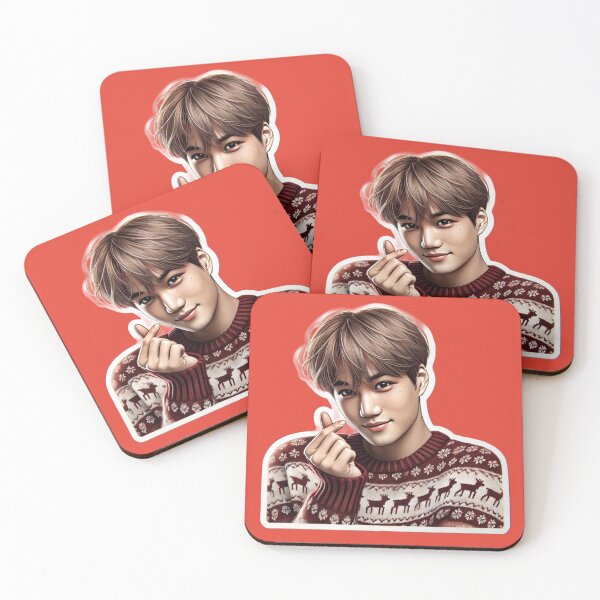 Item preview, EXO Kai Holiday Sticker | Festive Kpop Sweater with Mistletoe and Korean Heart Gesture" designed and sold by DEEPDesignsART.