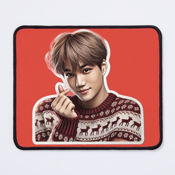 Item preview, EXO Kai Holiday Sticker | Festive Kpop Sweater with Mistletoe and Korean Heart Gesture" designed and sold by DEEPDesignsART.