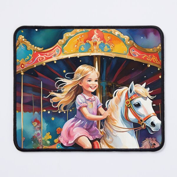 Item preview, Merry-go-round horse with happy girl designed and sold by Ciervo Primavera.