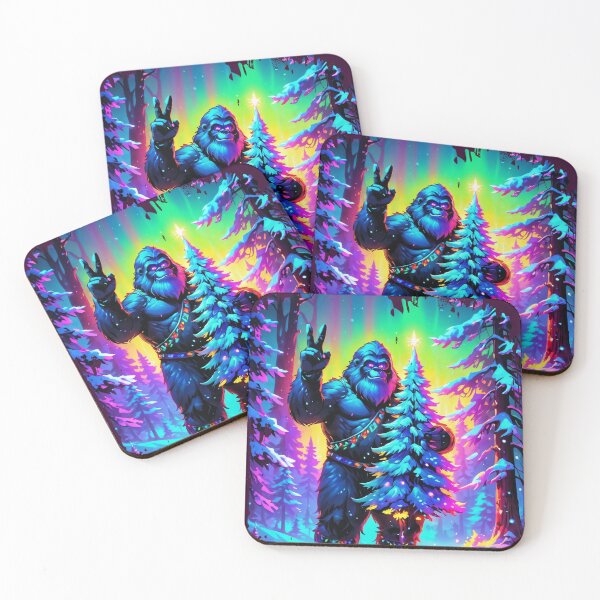 Item preview, Bigfoot Christmas Tree Peace Neon Retro Holiday designed and sold by Victor Shadehorn.