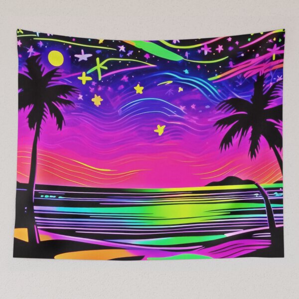 Item preview, Neon Night Beachscape designed and sold by Health And Fitness Posts e-Store.