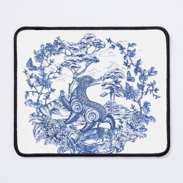 Item preview, Himmapan, midnights garden , Paradise , forest , Toile de Jouy ,wallpaper ,garden ,scenery ,botanical ,Creature ,chinoiserie , blue and white ,birds, horse , singha , butterfly designed and sold by letsgow8th.