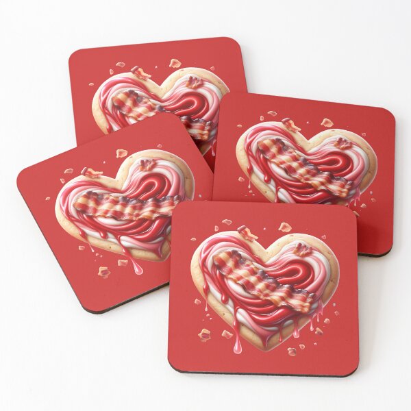 Item preview, Irresistible Heart-Shaped Bacon Valentine Cookie with Red Icing designed and sold by ModkMerch.