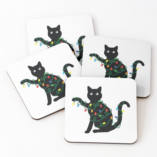 Item preview, Cat with Christmas Lights designed and sold by MagnoliaLake.