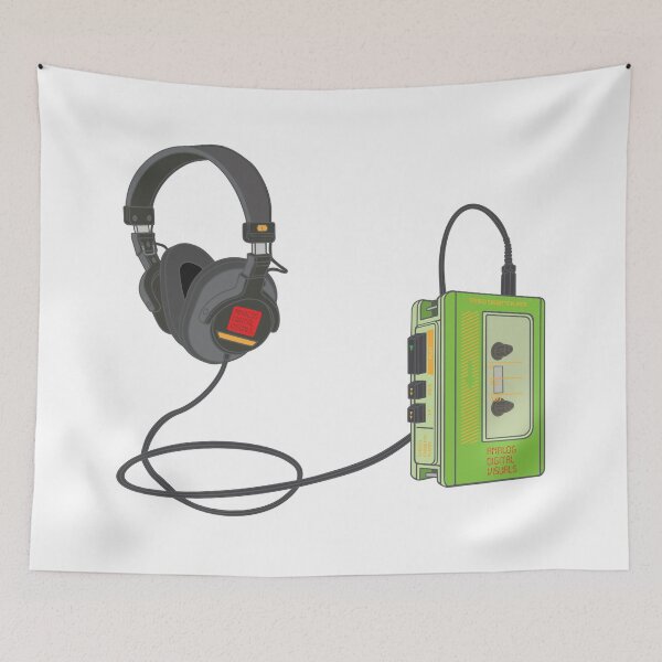 Item preview, Vintage Cassette Player Aesthetic (Yellow-Green Colorway) Analog / Music designed and sold by analogdigitalvz.