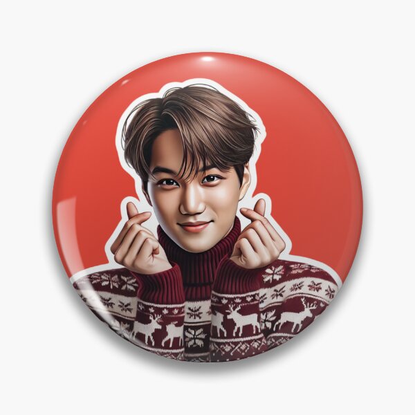 Item preview, EXO Kai Holiday Sticker | Festive Kpop Sweater with Mistletoe and Korean Heart Gesture" designed and sold by DEEPDesignsART.
