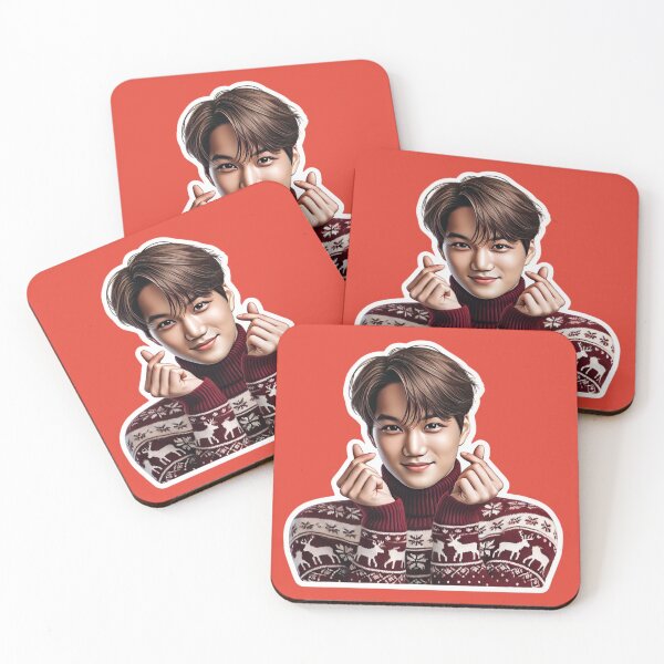 Item preview, EXO Kai Holiday Sticker | Festive Kpop Sweater with Mistletoe and Korean Heart Gesture" designed and sold by DEEPDesignsART.