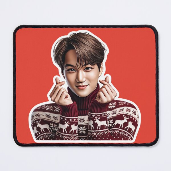 Item preview, EXO Kai Holiday Sticker | Festive Kpop Sweater with Mistletoe and Korean Heart Gesture" designed and sold by DEEPDesignsART.