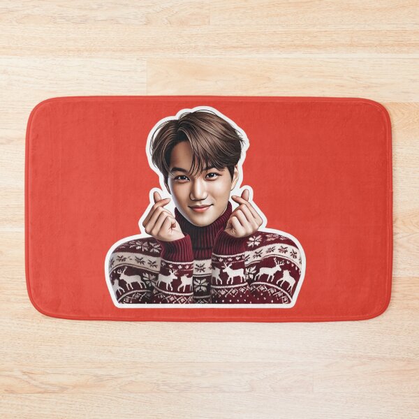 Item preview, EXO Kai Holiday Sticker | Festive Kpop Sweater with Mistletoe and Korean Heart Gesture" designed and sold by DEEPDesignsART.