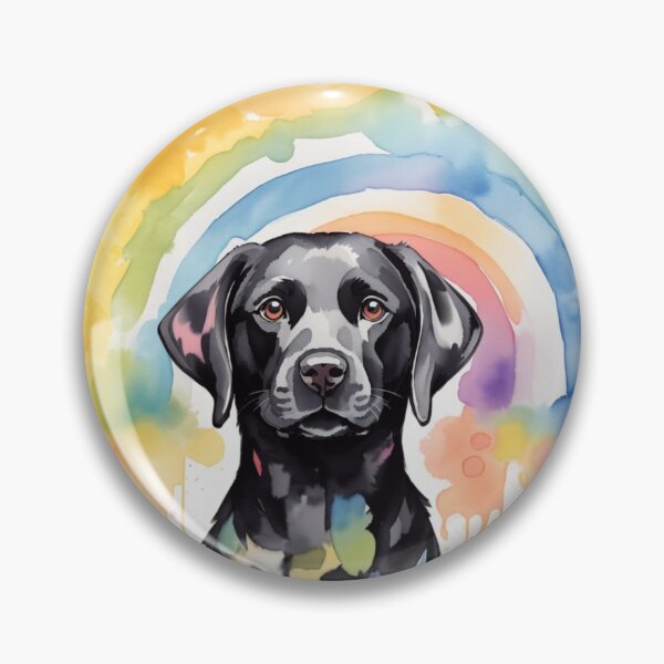 Item preview, Black Lab puppy in water color with rainbow and polka dots designed and sold by Lost-Mountain.