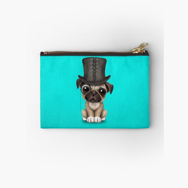 Item preview, Cute Pug Puppy with Monocle and Top Hat on Blue designed and sold by JeffBartels.