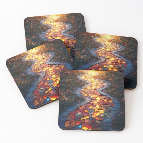 Item preview, Radiant sunrise reflective of a stained-glass garden path print designed and sold by dcrc.