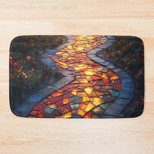 Item preview, Radiant sunrise reflective of a stained-glass garden path print designed and sold by dcrc.