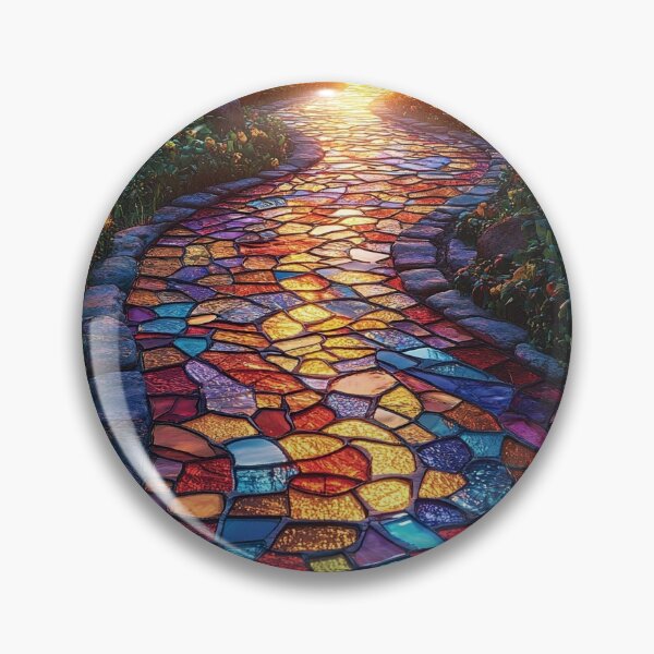 Item preview, Radiant sunrise reflective of a stained-glass garden path print designed and sold by dcrc.