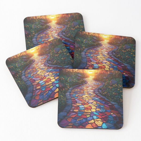 Item preview, Radiant sunrise reflective of a stained-glass garden path print designed and sold by dcrc.