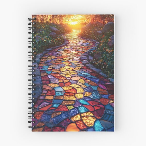 Item preview, Radiant sunrise reflective of a stained-glass garden path print designed and sold by dcrc.