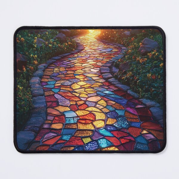 Item preview, Radiant sunrise reflective of a stained-glass garden path print designed and sold by dcrc.