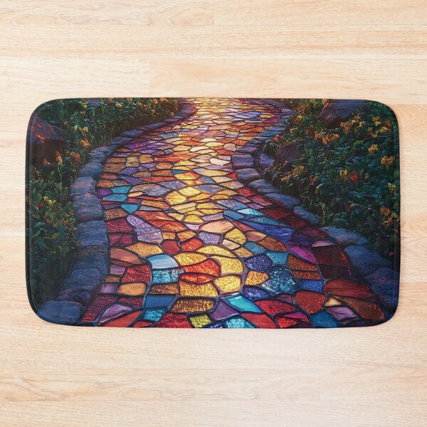 Item preview, Radiant sunrise reflective of a stained-glass garden path print designed and sold by dcrc.