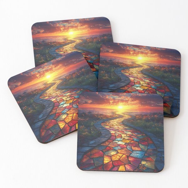 Item preview, Radiant sunrise reflective of a stained-glass garden path print designed and sold by dcrc.