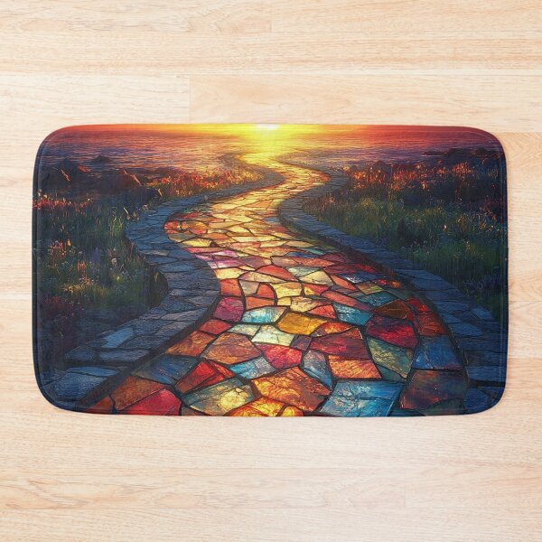 Item preview, Radiant sunrise reflective of a stained-glass garden path print designed and sold by dcrc.