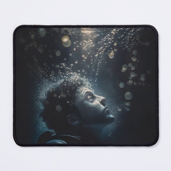 Item preview, Emotional Depth: Man Underwater with Light Reflection designed and sold by Amr Siam.