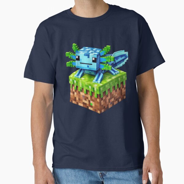 Item preview, Cute Blue Minecraft Axolotl on Block Pixel Art designed and sold by LyssasMindArt.