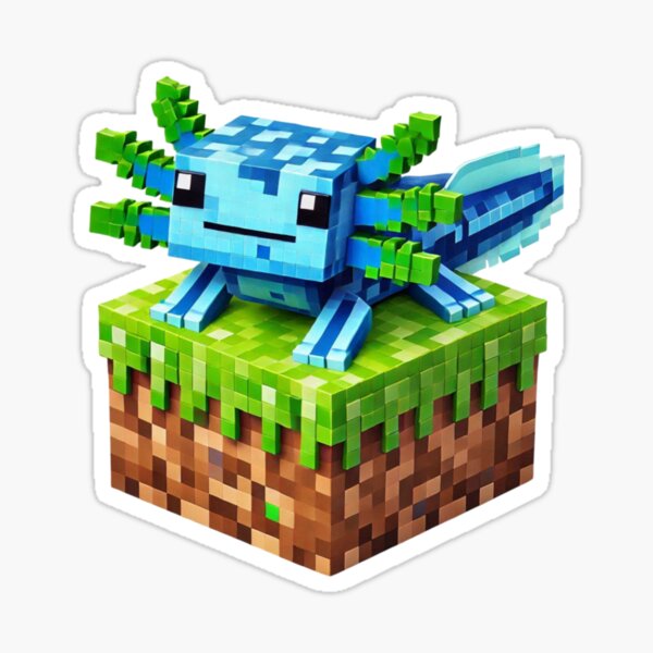 Item preview, Cute Blue Minecraft Axolotl on Block Pixel Art designed and sold by LyssasMindArt.