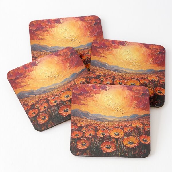 Item preview, Fiery Poppy Field at Sunset designed and sold by Pixel Junkies Studio.