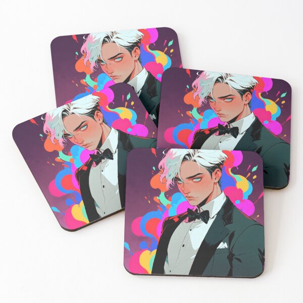 Item preview, White Haired Formalwear Man With Color Splashes designed and sold by CriaCreative.