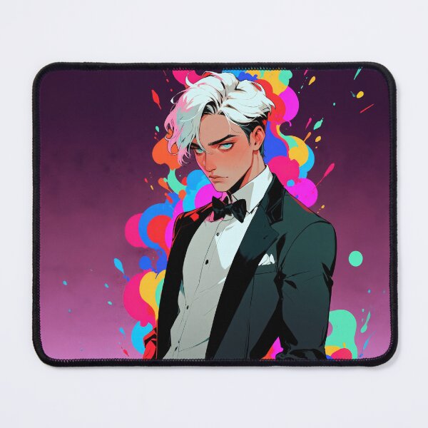 Item preview, White Haired Formalwear Man With Color Splashes designed and sold by CriaCreative.