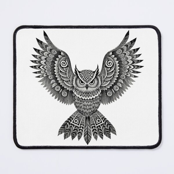 Item preview, Majestic Intricate Owl in Black and White designed and sold by Pearlsiwa.