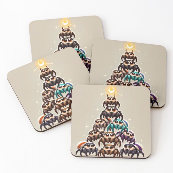 Item preview, Jumping Spider Holiday Tree - Cute and Creepy Holiday Card designed and sold by ArizonaWitches.