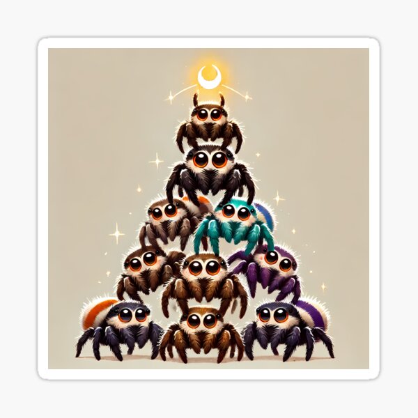 Item preview, Jumping Spider Holiday Tree - Cute and Creepy Holiday Card designed and sold by ArizonaWitches.