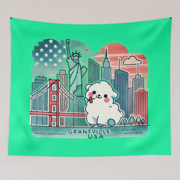 Item preview, Grantville USA Minimalist Skyline Watercolor Design,  designed and sold by PaintMeWorld.