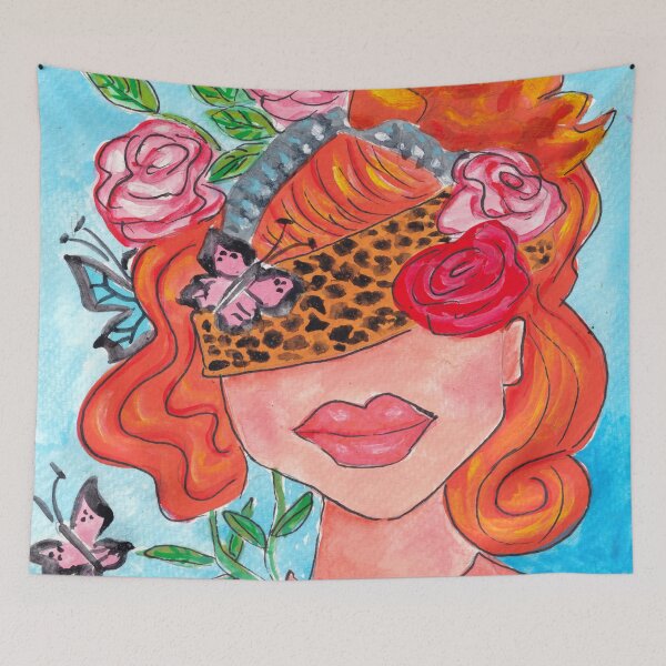 Item preview, Cheeky Charm Vibrant Redhead Abstract Painting Whimsical fun Brenda Knoll designed and sold by Brenda  Knoll.