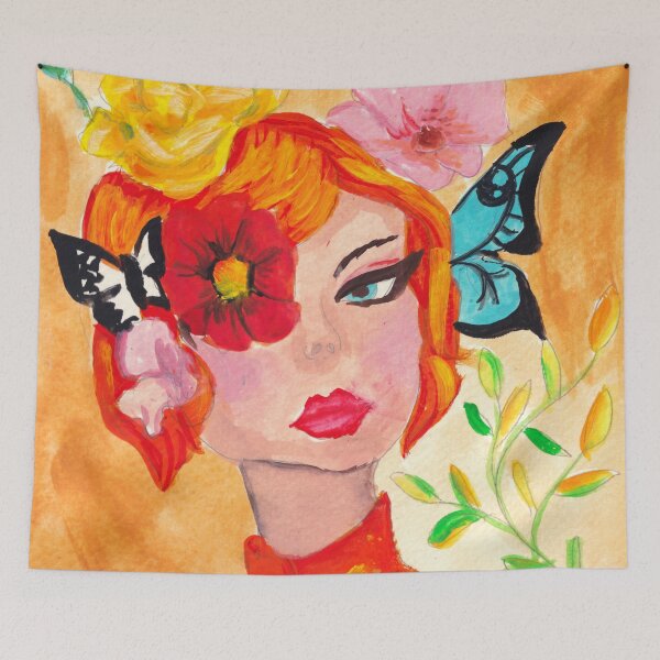 Item preview, Redhead with a Secret Vibrant Redhead Abstract Painting Whimsical fun Brenda Knoll designed and sold by Brenda  Knoll.