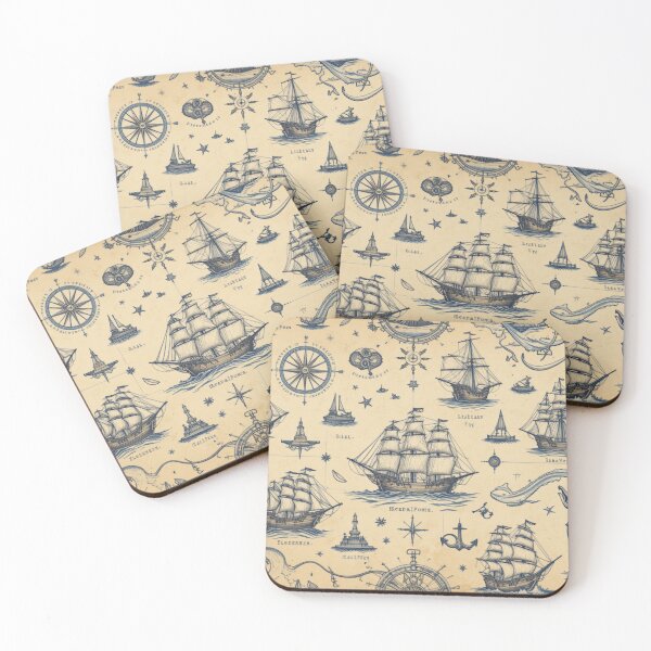 Item preview, Seamless Vintage Nautical Map Pattern designed and sold by subhamkapoor.
