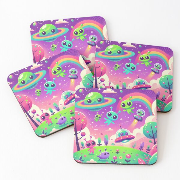 Item preview, Cute Colorful Happy Tiny Aliens with Dog designed and sold by WyckedLynn.
