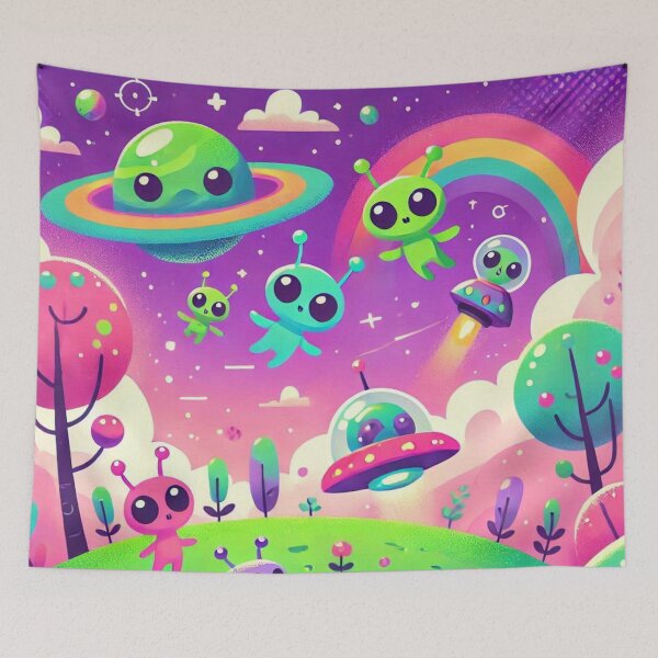Item preview, Cute Colorful Happy Tiny Aliens with Dog designed and sold by WyckedLynn.